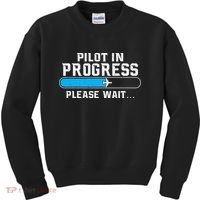 Pilot In Progress Airline Pilot Aviation Aircraft Lover Kids Sweatshirt thumb 0