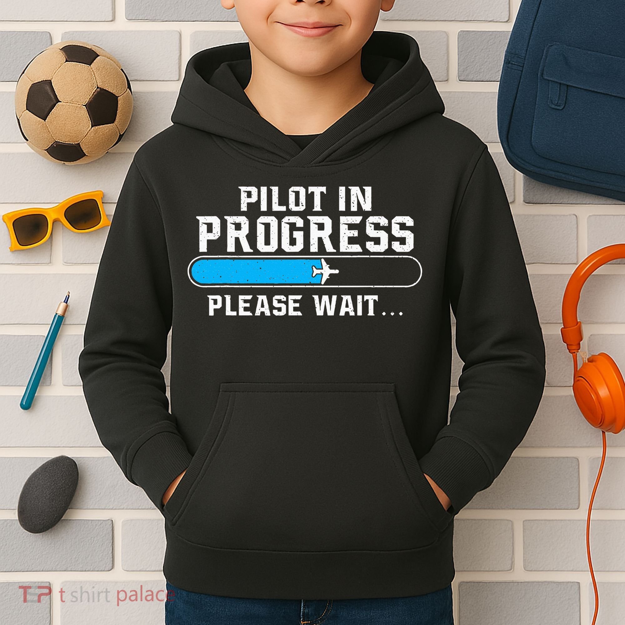 Pilot In Progress Airline Pilot Aviation Aircraft Lover Kids Hoodie