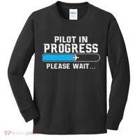 Pilot In Progress Airline Pilot Aviation Aircraft Lover Kids Long Sleeve Shirt thumb 0