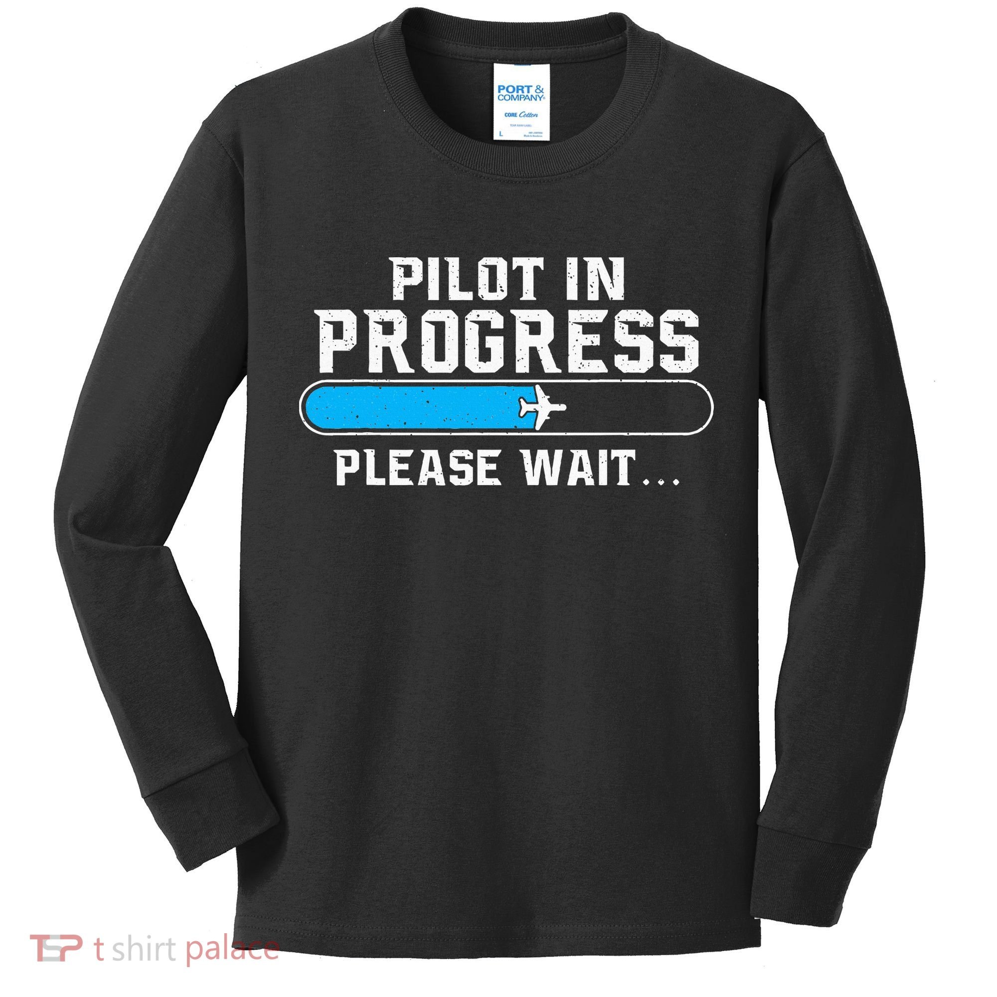 Pilot In Progress Airline Pilot Aviation Aircraft Lover Kids Long Sleeve Shirt