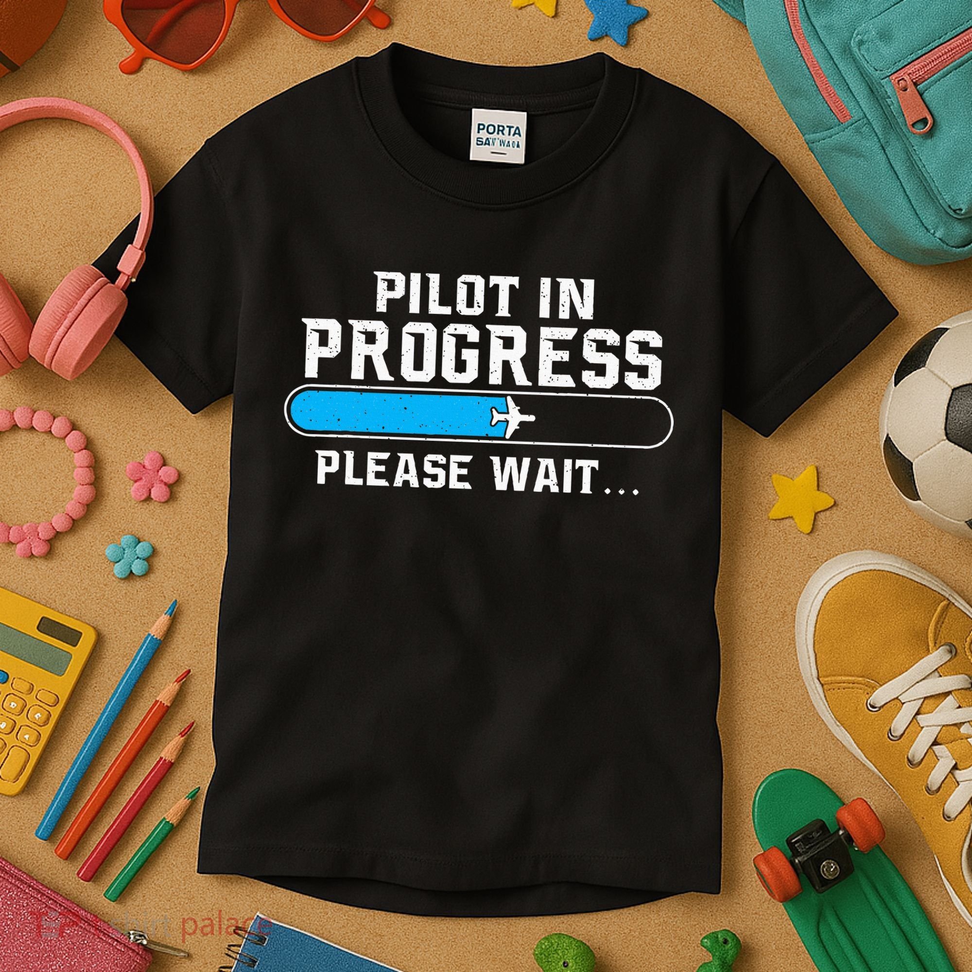 Pilot In Progress Airline Pilot Aviation Aircraft Lover Kids T-Shirt