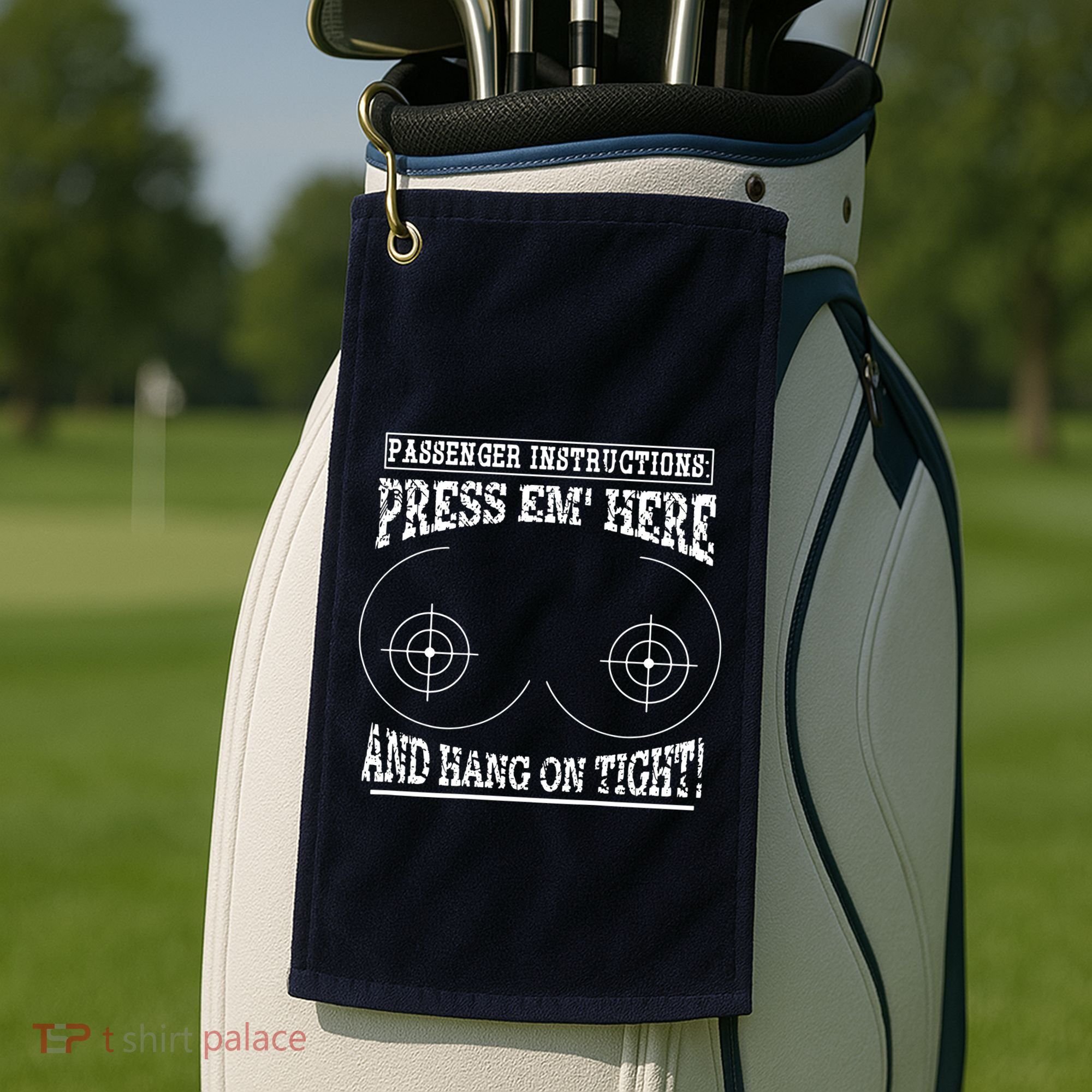 Passenger Instructions Press Em Here Golf Towel