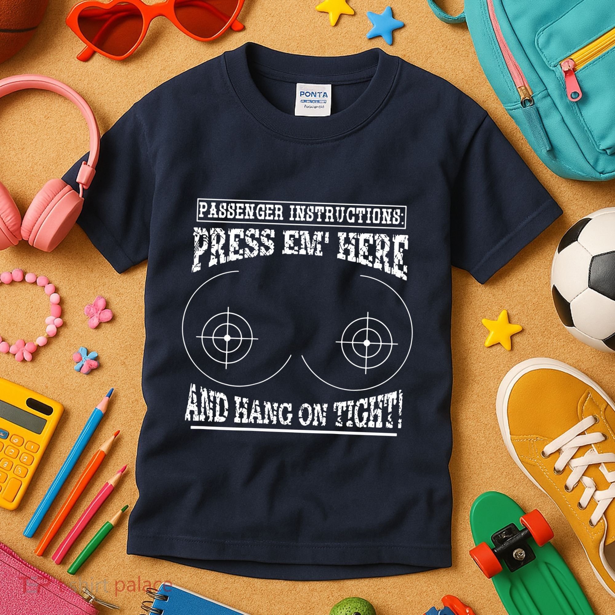 Passenger Instructions Press Em Here Kids T-Shirt