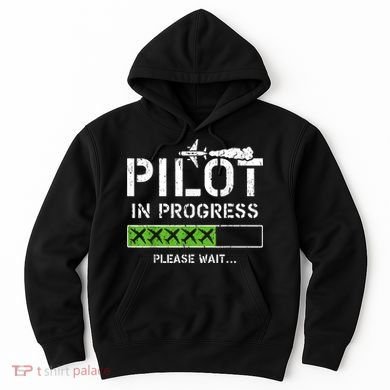 Pilot In Progress Kid Future Pilot Airplane Aviation Flying Hoodie