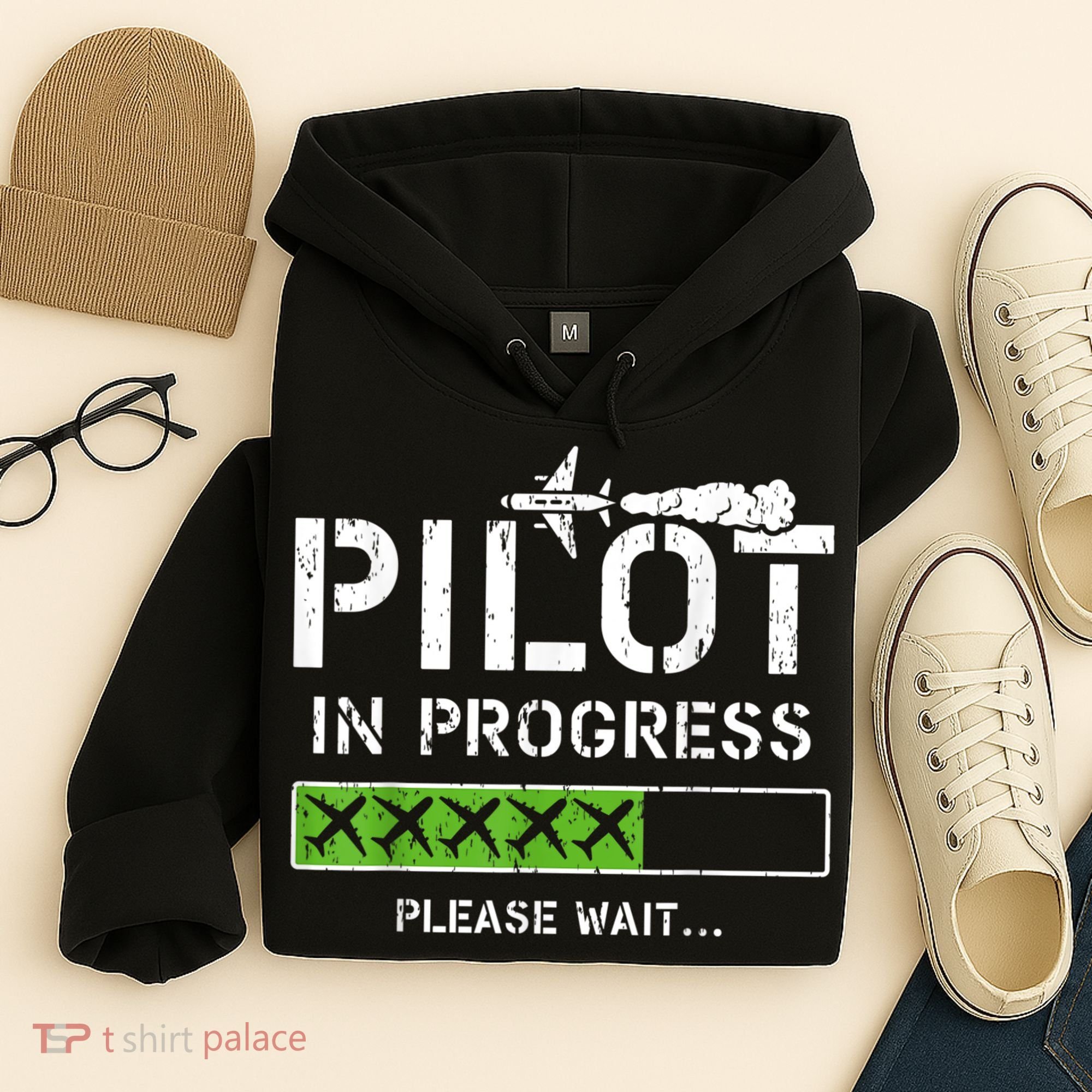 Pilot In Progress Kid Future Pilot Airplane Aviation Flying Hoodie