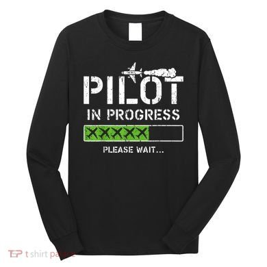 Pilot In Progress Kid Future Pilot Airplane Aviation Flying Long Sleeve Shirt