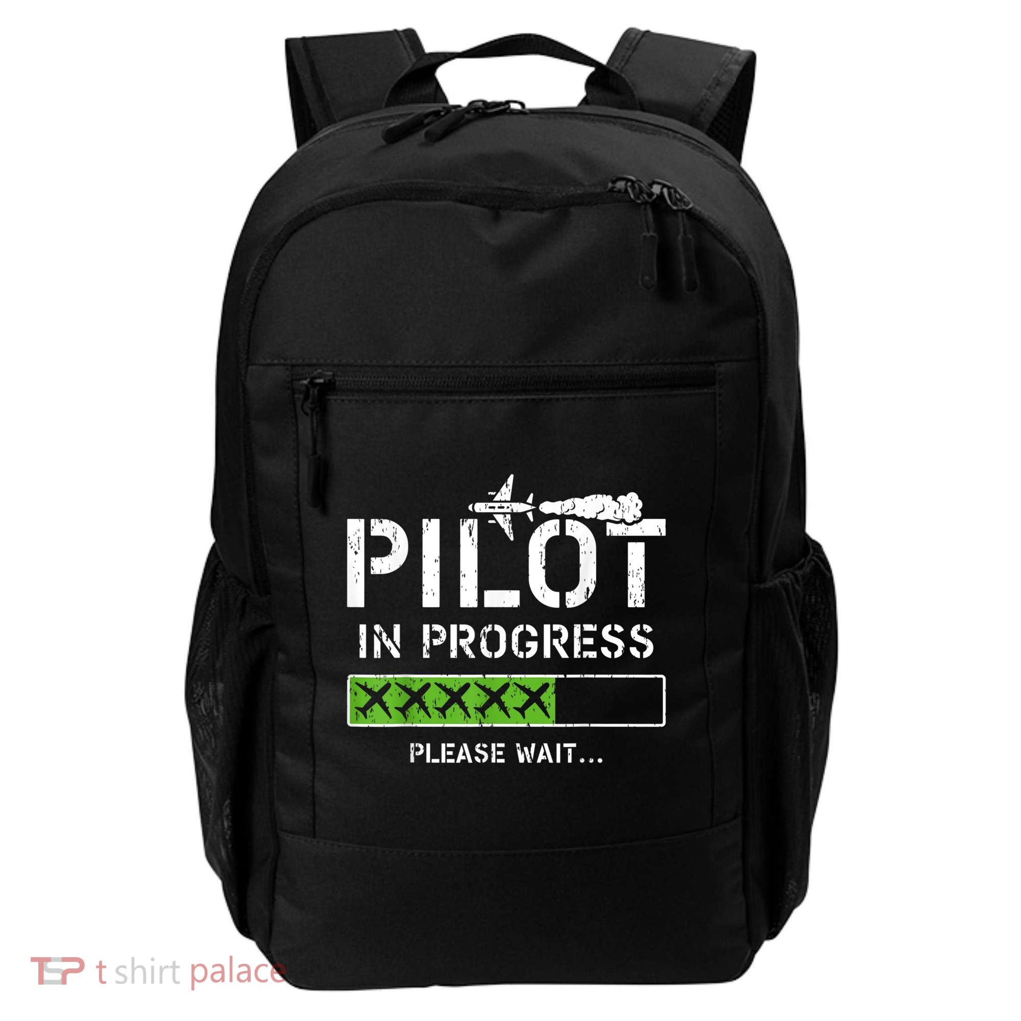 Pilot In Progress Kid Future Pilot Airplane Aviation Flying Backpack