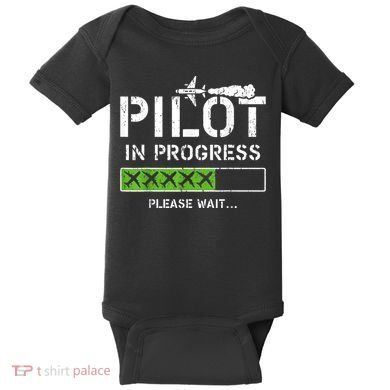 Pilot In Progress Kid Future Pilot Airplane Aviation Flying Baby Bodysuit