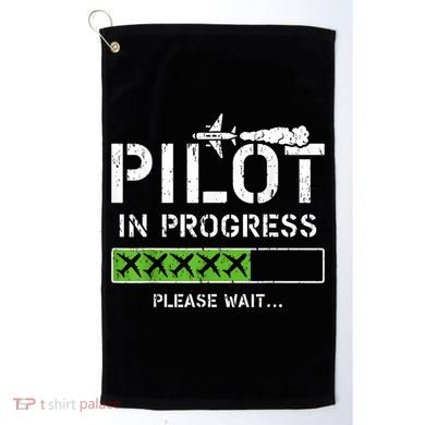 Pilot In Progress Kid Future Pilot Airplane Aviation Flying Golf Towel