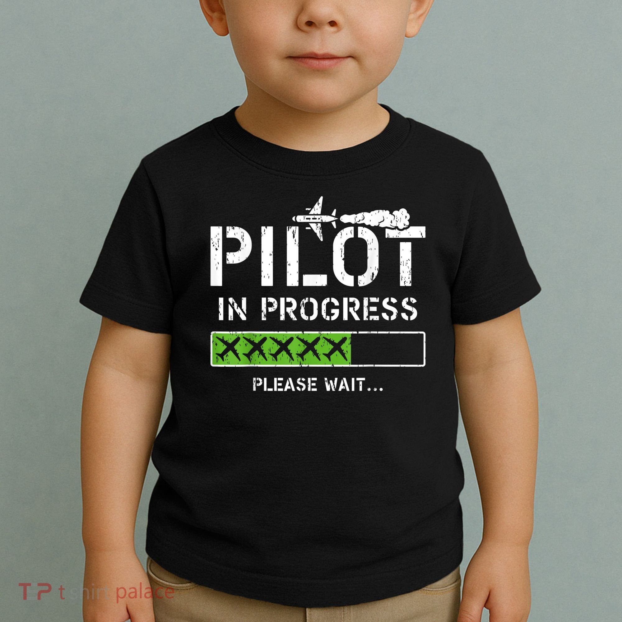 Pilot In Progress Kid Future Pilot Airplane Aviation Flying Toddler T-Shirt