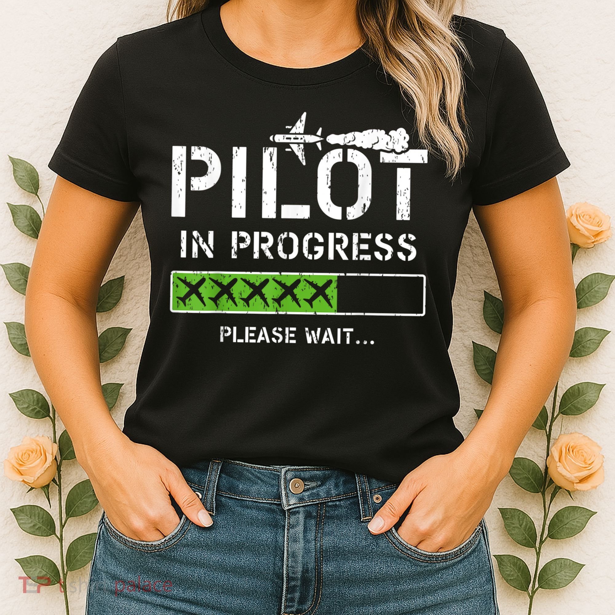 Pilot In Progress Kid Future Pilot Airplane Aviation Flying Women's T-Shirt