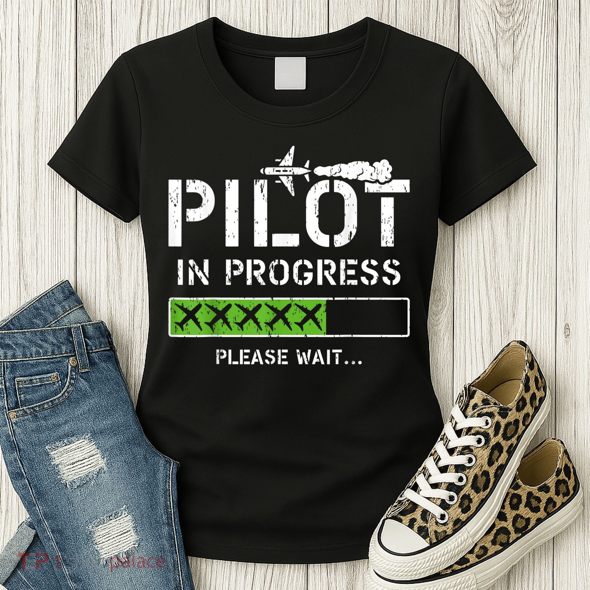 Pilot In Progress Kid Future Pilot Airplane Aviation Flying Women's T-Shirt