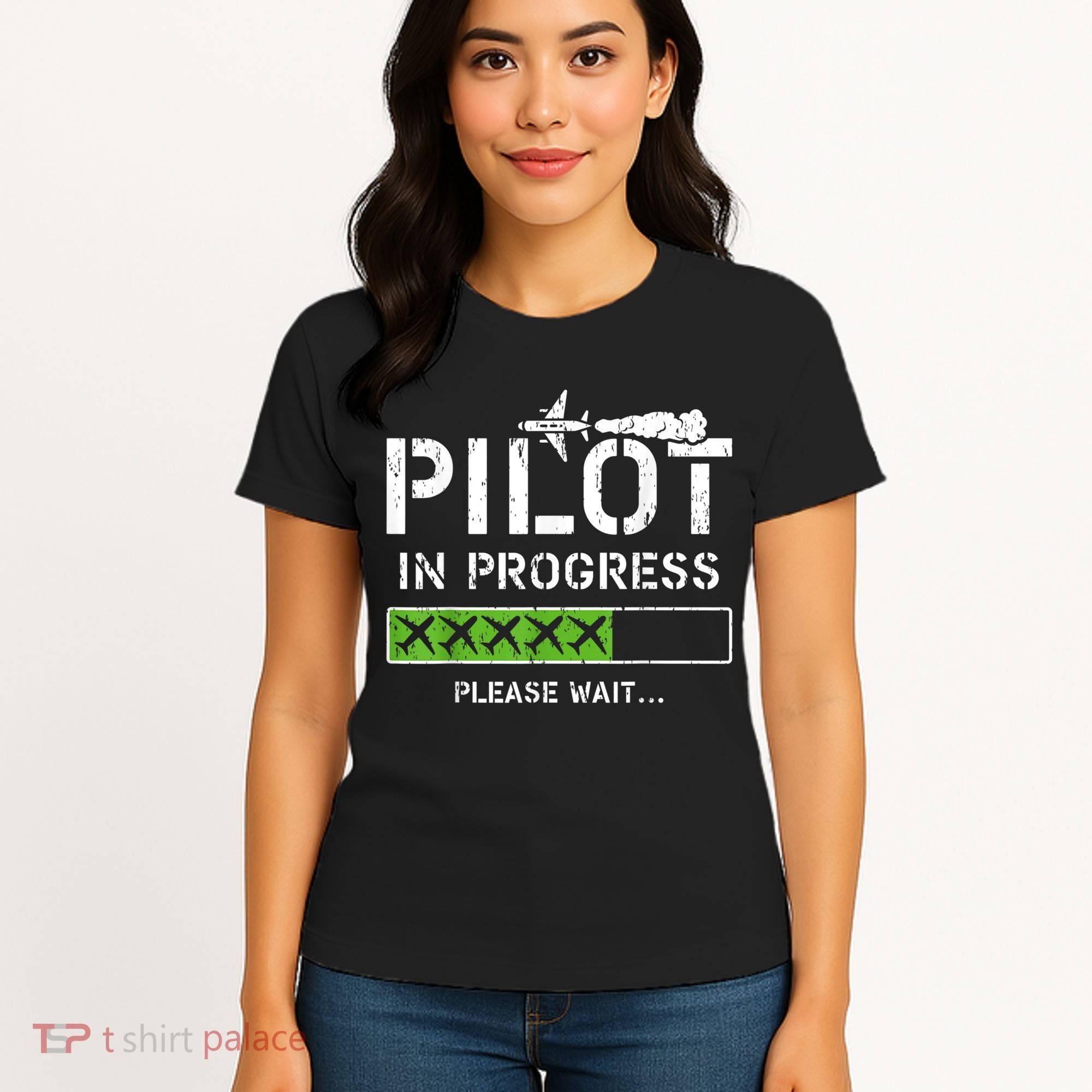 Pilot In Progress Kid Future Pilot Airplane Aviation Flying Women's T-Shirt