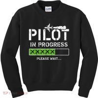 Pilot In Progress Kid Future Pilot Airplane Aviation Flying Kids Sweatshirt thumb 0