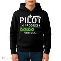 Pilot In Progress Kid Future Pilot Airplane Aviation Flying Kids Hoodie thumb 4