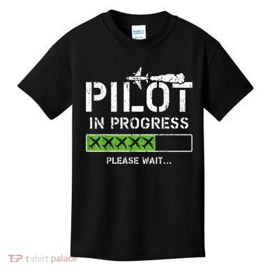 Pilot In Progress Kid Future Pilot Airplane Aviation Flying Kids T-Shirt