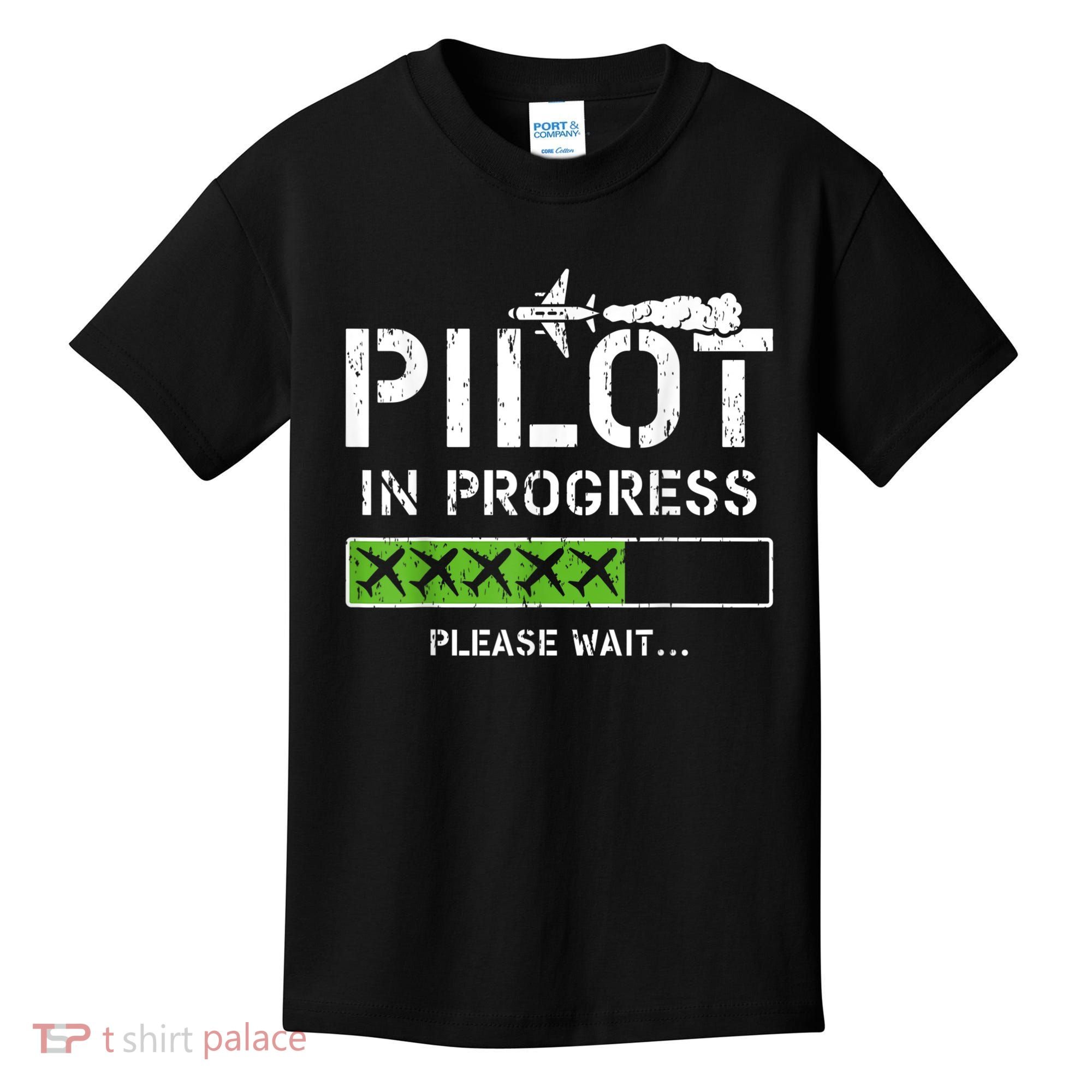 Pilot In Progress Kid Future Pilot Airplane Aviation Flying Kids T-Shirt