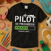 Pilot In Progress Kid Future Pilot Airplane Aviation Flying Kids T-Shirt thumb 3