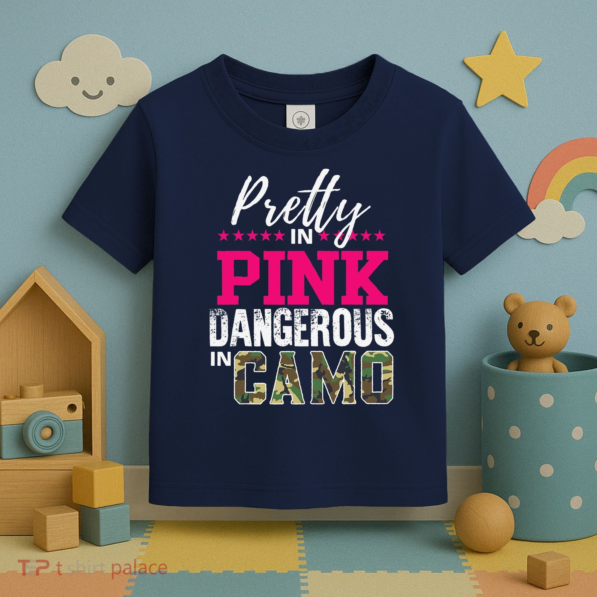 Pretty In Pink Dangerous In Camo Hunting Girl Toddler T-Shirt