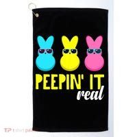 Peepin It Real Happy Easter Bunny Egg Gift Golf Towel thumb 0