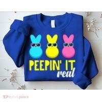 Peepin It Real Happy Easter Bunny Egg Gift Sweatshirt thumb 2