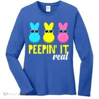 Peepin It Real Happy Easter Bunny Egg Gift Women's Long Sleeve Shirt thumb 0