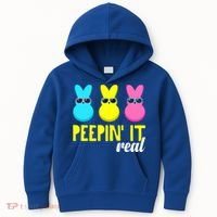 Peepin It Real Happy Easter Bunny Egg Gift Kids Hoodie thumb 0
