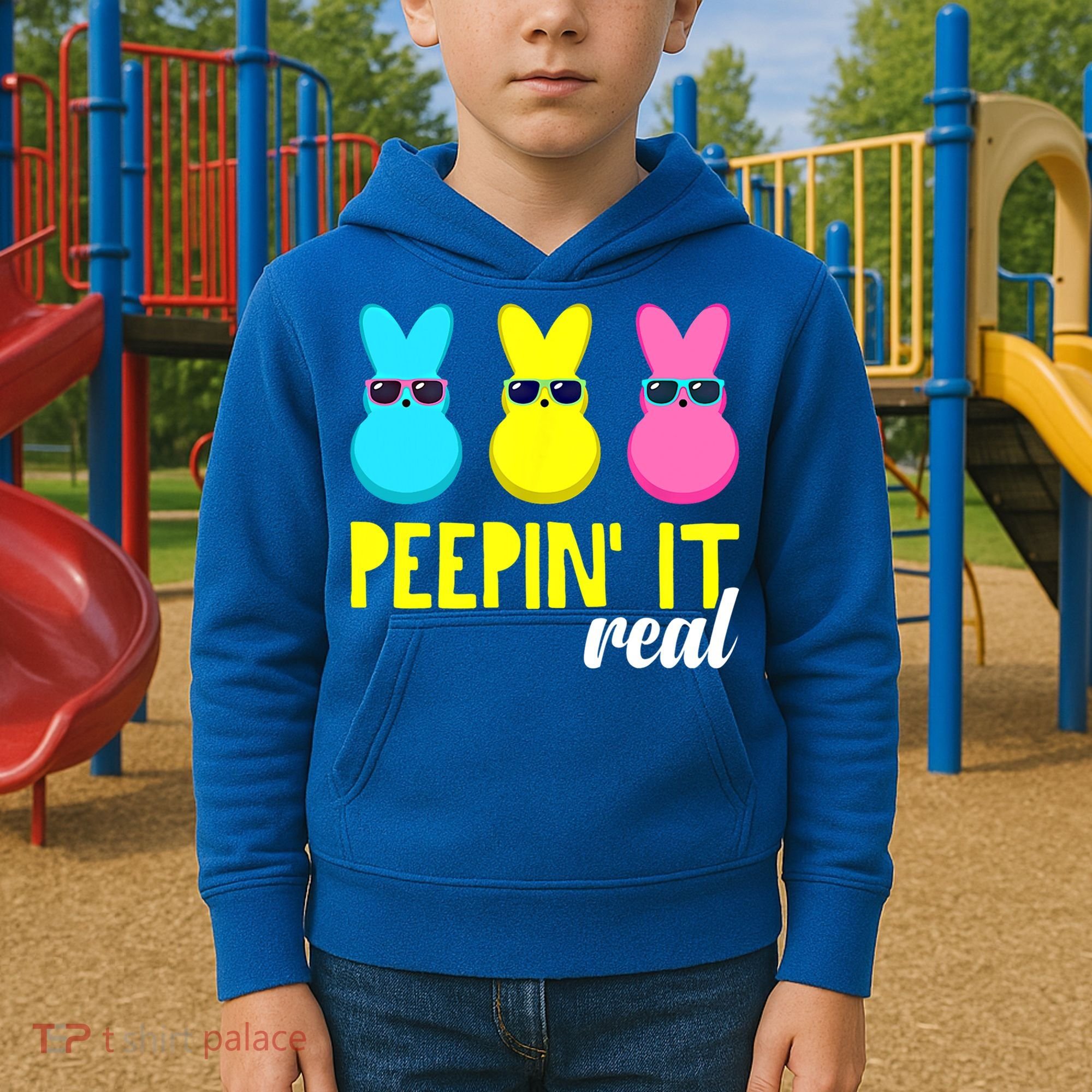 Peepin It Real Happy Easter Bunny Egg Gift Kids Hoodie