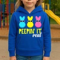 Peepin It Real Happy Easter Bunny Egg Gift Kids Hoodie thumb 3