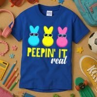 Peepin It Real Happy Easter Bunny Egg Gift Kids T-Shirt thumb 3