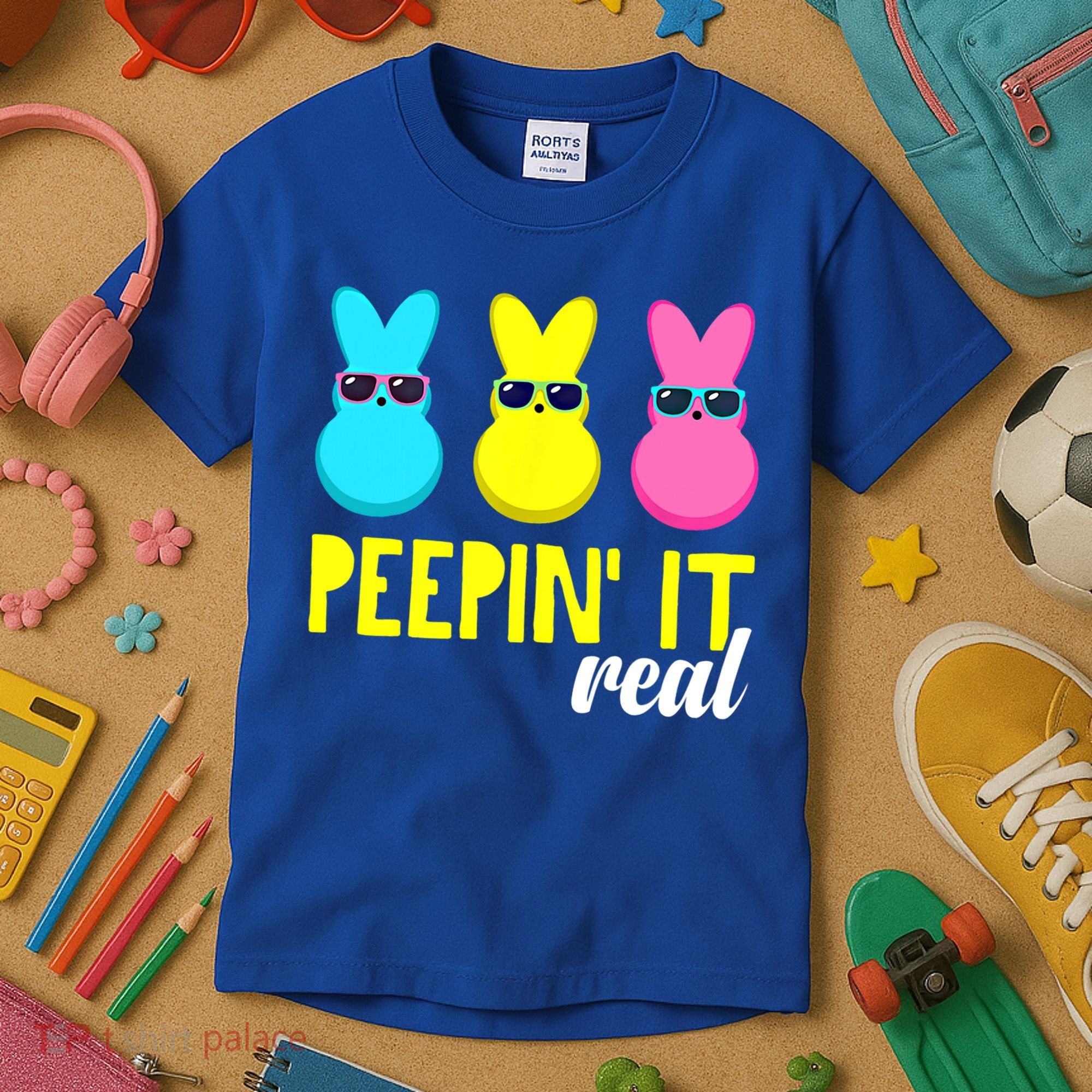 Peepin It Real Happy Easter Bunny Egg Gift Kids T-Shirt