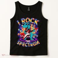 Proud I ROCK THE SPECTRUM Autism Awareness Teacher Love Tank Top thumb 2