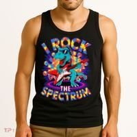 Proud I ROCK THE SPECTRUM Autism Awareness Teacher Love Tank Top thumb 3