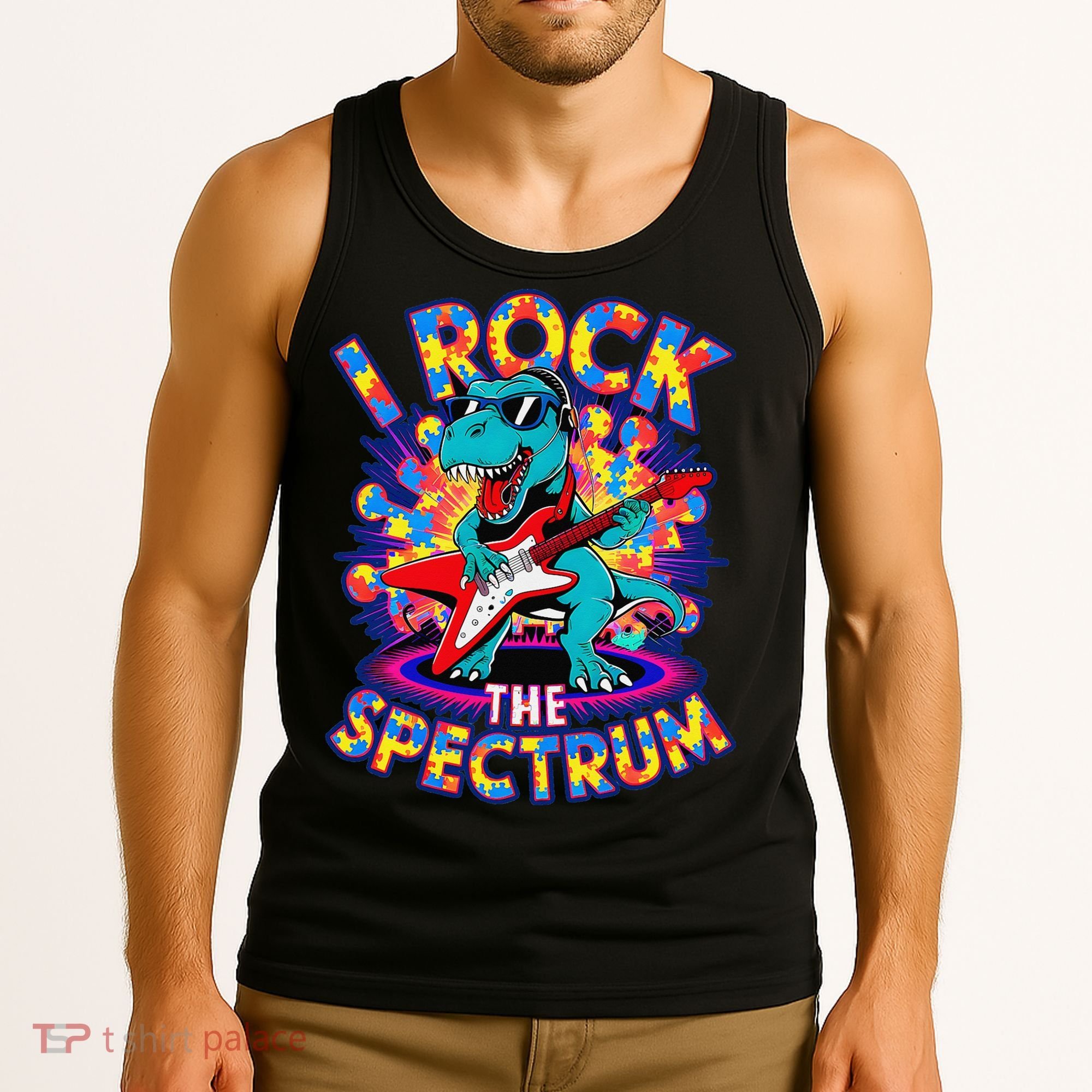Proud I ROCK THE SPECTRUM Autism Awareness Teacher Love Tank Top