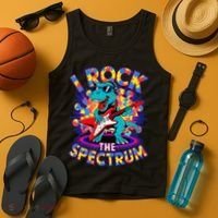 Proud I ROCK THE SPECTRUM Autism Awareness Teacher Love Tank Top thumb 4