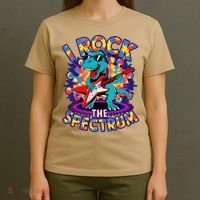 Proud I ROCK THE SPECTRUM Autism Awareness Teacher Love T-Shirt thumb 4