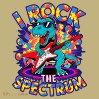 Proud I ROCK THE SPECTRUM Autism Awareness Teacher Love Button thumb 1