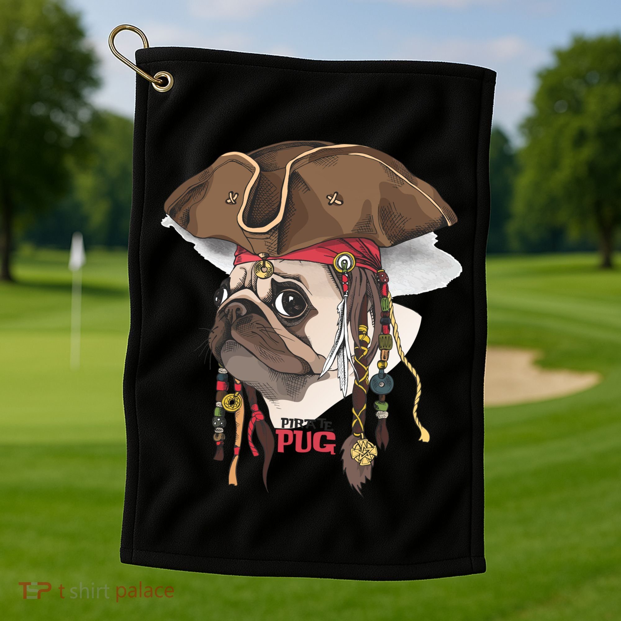 Pirate Pug Golf Towel
