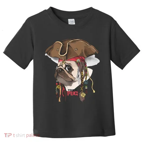 Pirate Pug Toddler T-Shirt in the selected color