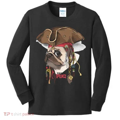 Pirate Pug Kids Long Sleeve Shirt