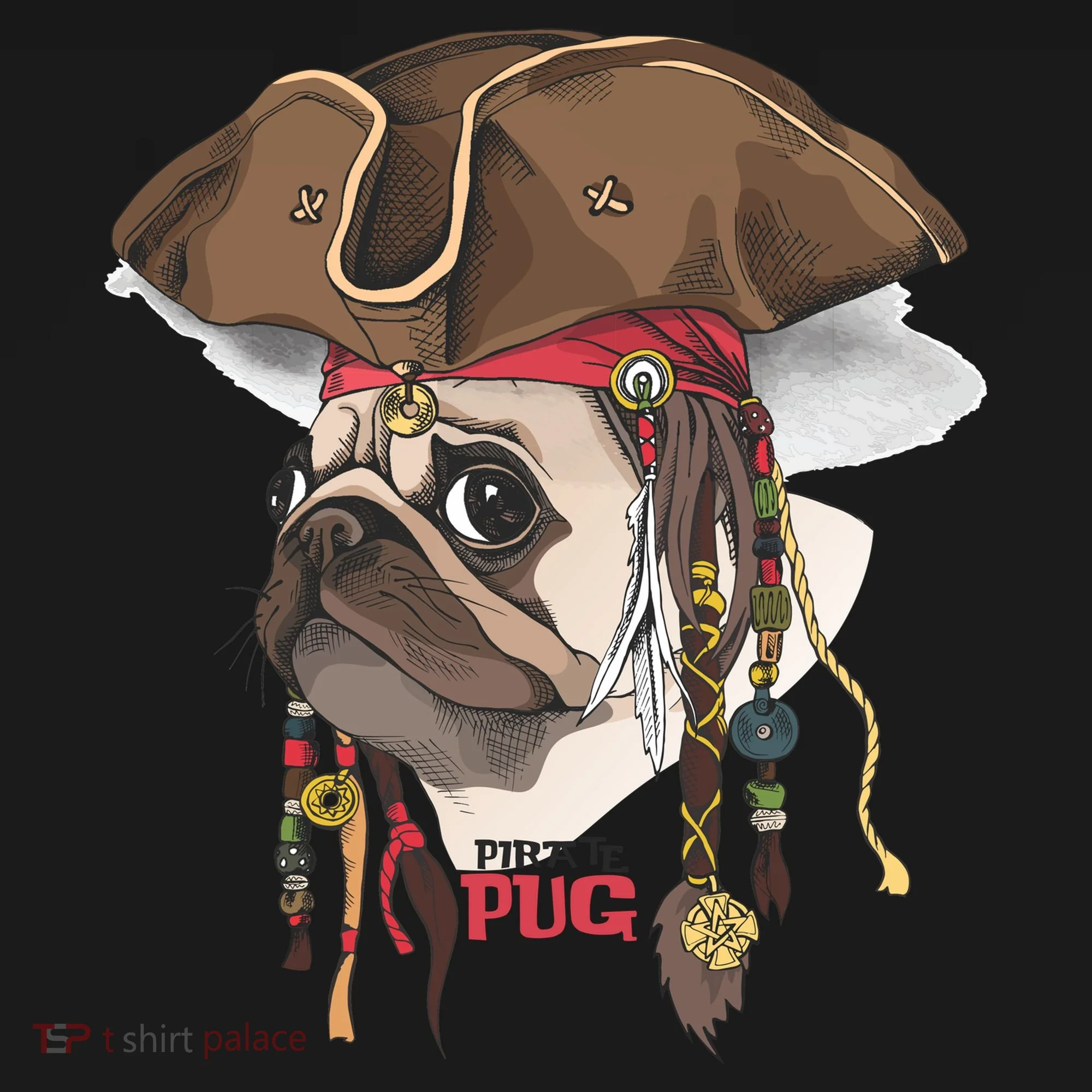 Pirate Pug Kids Long Sleeve Shirt