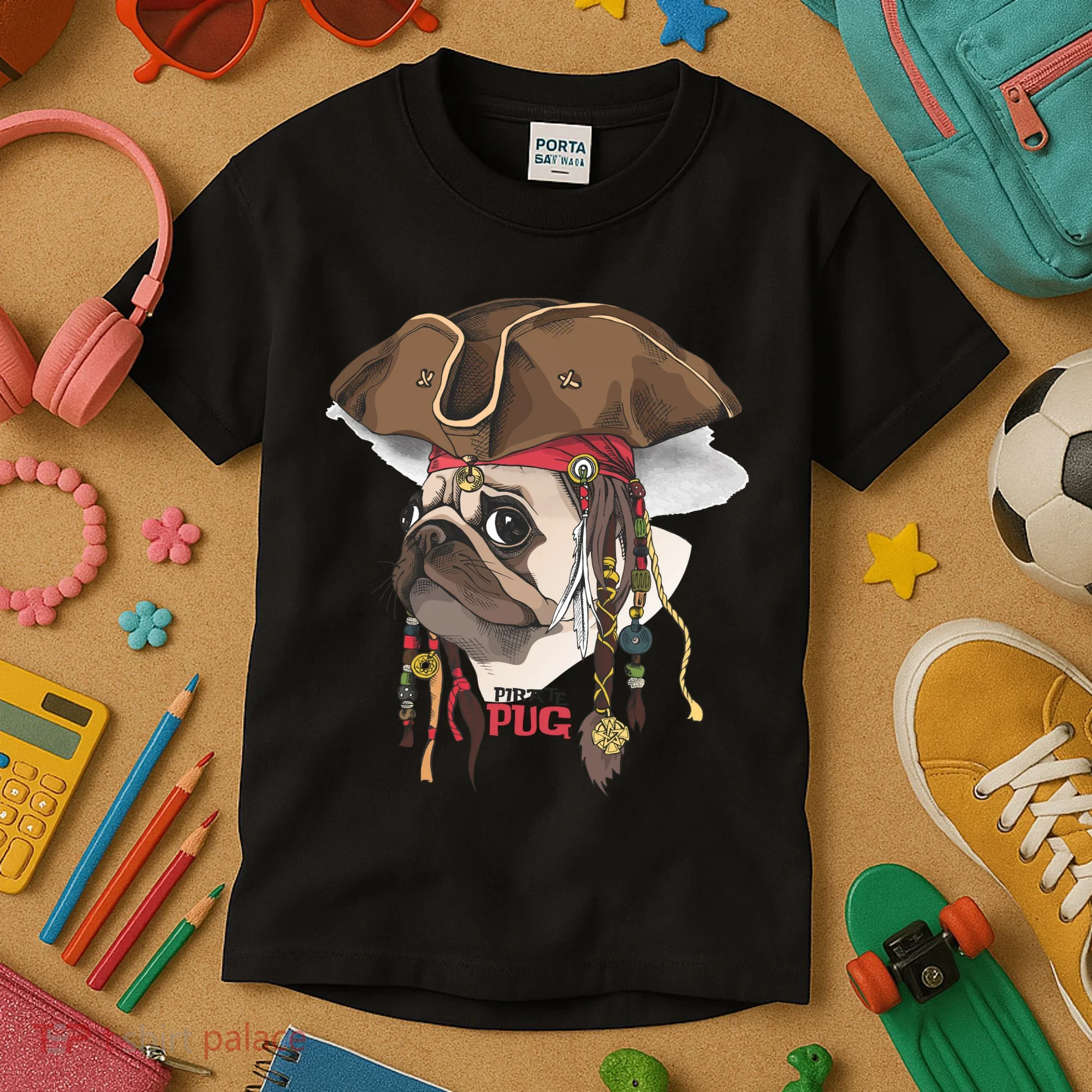 Pirate Pug Kids T-Shirt