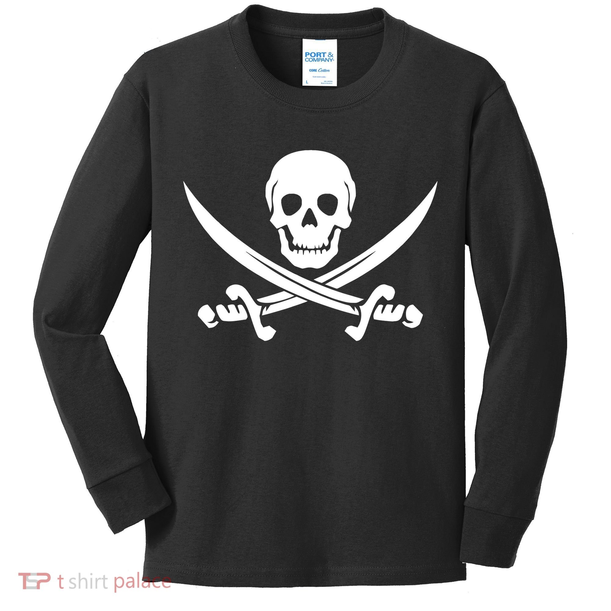 Pirate Skull & Cross Swords Kids Long Sleeve Shirt