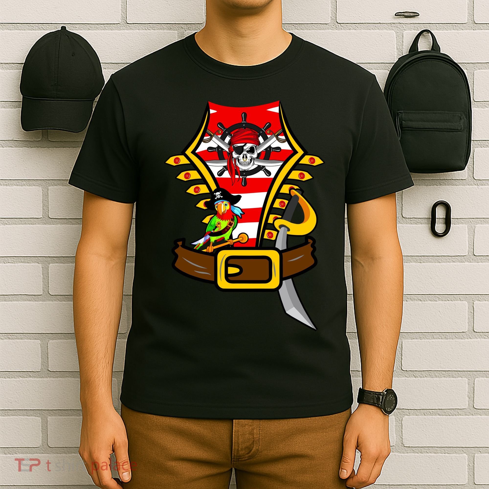 Pirate Skull & Parrot Costume  T-Shirt