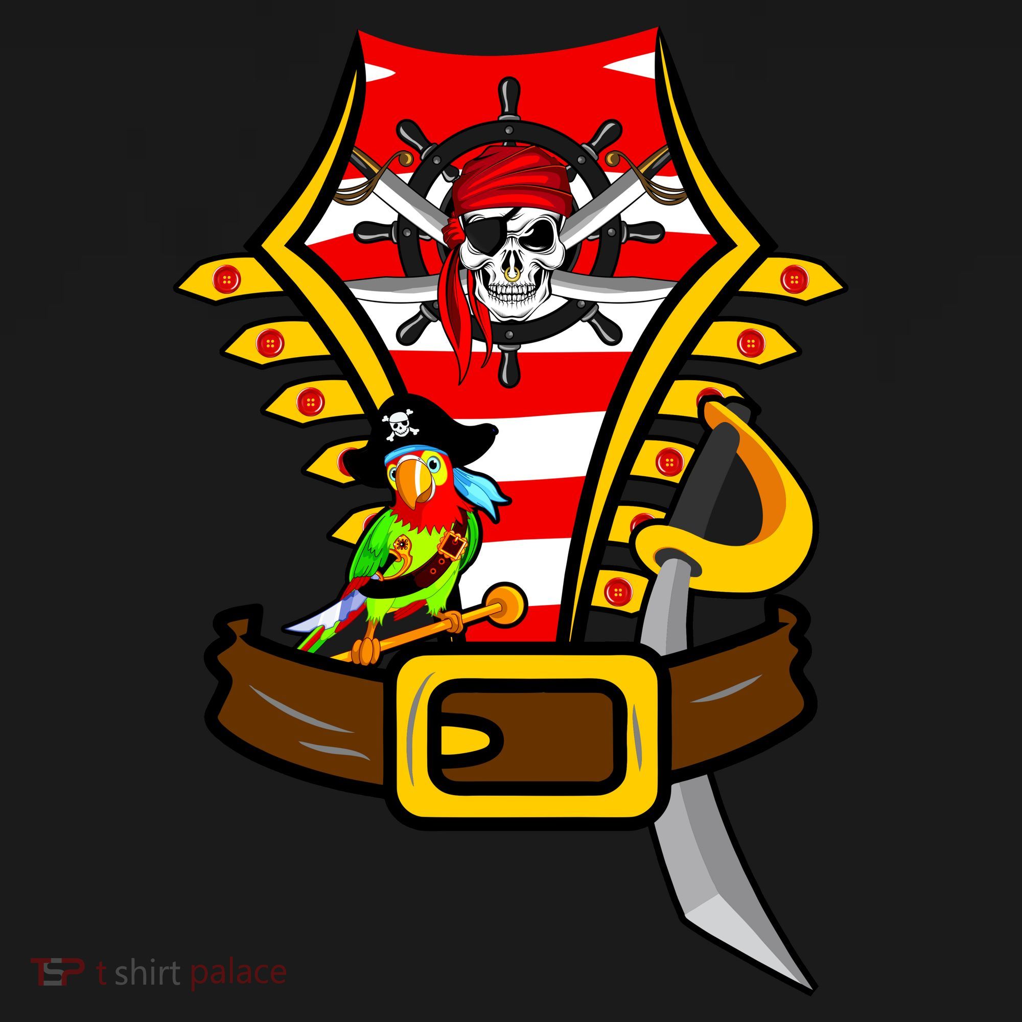 Pirate Skull & Parrot Costume  Kids T-Shirt