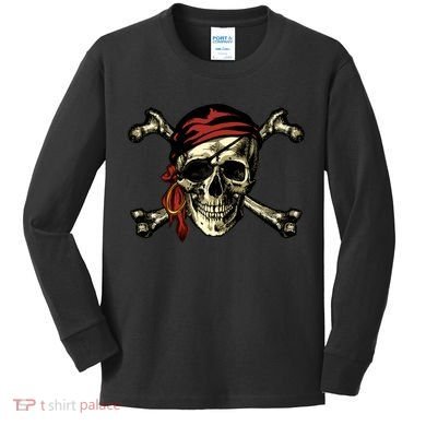 Pirate Skull Crossbones Kids Long Sleeve Shirt
