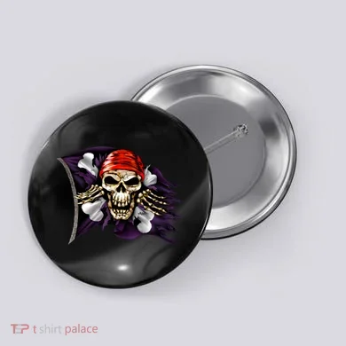 Pirate Skull Flag Button