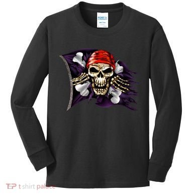 Pirate Skull Flag Kids Long Sleeve Shirt