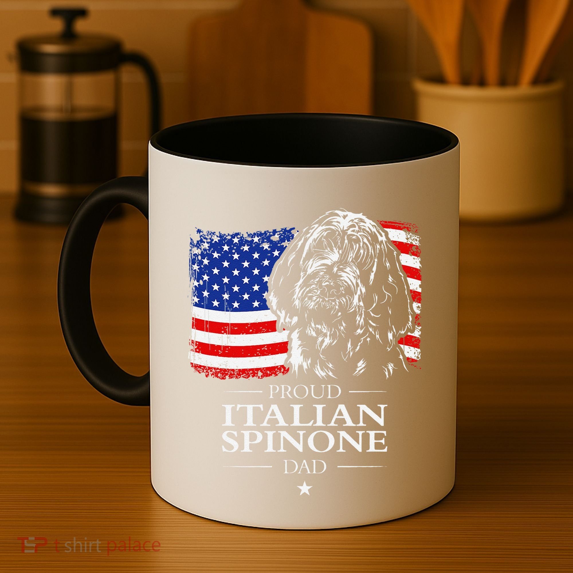 Proud Italian Spinone Dad American Flag Patriotic Dog Gift Coffee Mug