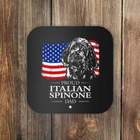 Proud Italian Spinone Dad American Flag Patriotic Dog Gift Coaster thumb 0